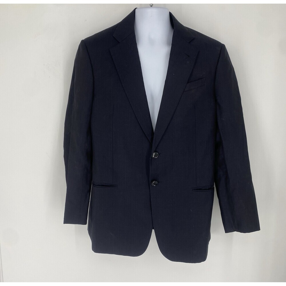 Armani Collezioni Men’s Navy Blue Suit Jacket Size 40 Italy Blazer Wool/Linen